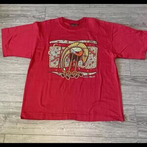 Australia Art Shirt Aboriginal Art Weeroona Emu Kaloola T Shirt XL Vintage 90s